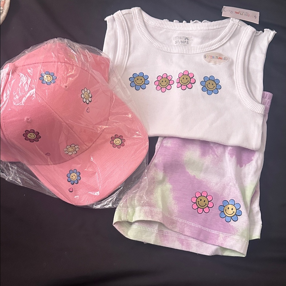 White Floral Kids Tank Top And Short